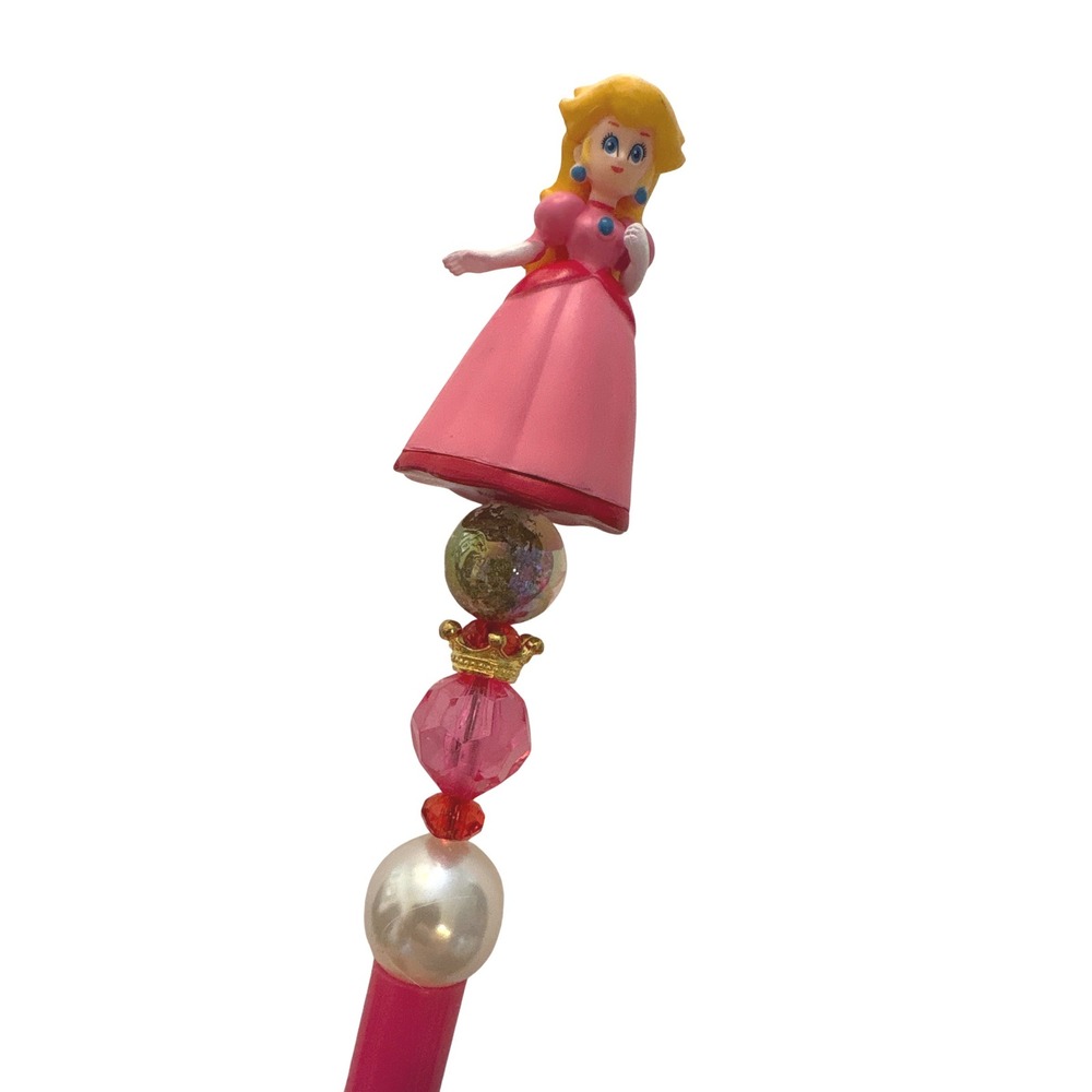 Princess Peach Beaded Pen Custom Nintendo Super Mario Pink Character Topper